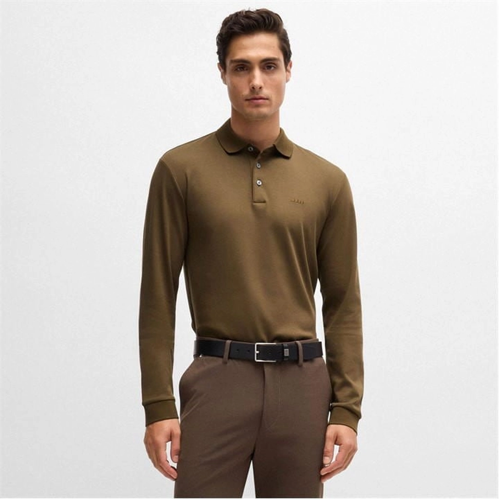 Hugo Boss Pado 30 Embroidered Logo LS Polo Shirt - Green